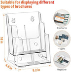 FUCDTEFC 2 Pack Acrylic Brochure Holder 8.5x11 & 4 x9 Inches, Clear 2 Tier Literature Magazine Stand Brochure Display Stand w Removable Divider Universal, Flyer Holder for Wall Mount or Countertop - Image 3