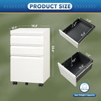 DEVAISE 3 Drawer Mobile File Cabinet with Lock, Under Desk Metal Filing Cabinet for Home Office/Legal/Letter/A4 File, Fully Assembled Except Wheels, White - Image 3