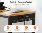 96” Heavy Duty Workbench, 5000 LBS Capacity Adjustable Work Bench with Pegboard and Power Outlet, Rubber Wood Work Table for Garage, Office, Workshop, Home - Image 5