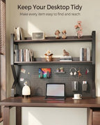 29.5 * 37.5 inch Double-Layer Desktop Storage Rack with DIY pegboard, Open Desktop Storage Rack, Multifunctional Office Supplies Storage Rack, Suitable for Home, Office, and Dormitory, etc. - Image 3