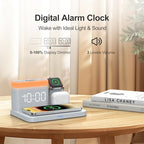 ANJANK Wireless Charging Station with Alarm Clock & Night Light,Magnetic 5 in 1 Charger Stand for Multiple-Device,Charging Dock for iPhone 17 16 15 14 13 12 Pro Max Plus,Apple Watch,Airpods,Nightstand - Image 6