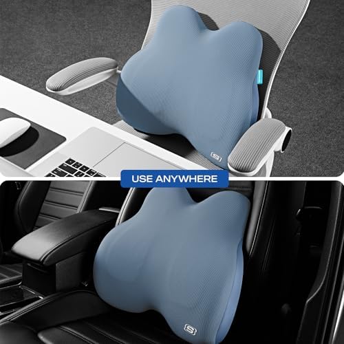 Skechers Women’s Lumbar Pillow, Memory Foam Lumbar Support Pillow for Office,Chair Lower Back Pain Relief Lumbar Pillow,Ergonomic Design Back Support Pillow for Office Chair,Car,Home,Travel,Blue - Image 4