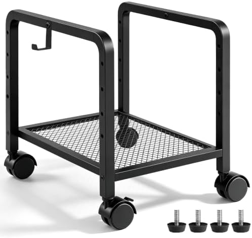 Metal PC Stand, Adjustable Computer Tower Stand with Wheels, Black by Unknown