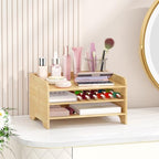 Bamboo File Organizer for Desk, Paper Tray with Pen Holder - Image 3