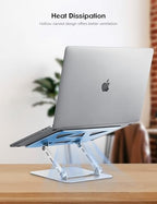 Aoviho Adjustable Laptop Stand for Desk,Portable Laptop Stand Holder and Riser,Foldable Aluminum Notebook Computer Stands for MacBook Air Pro HP Lenovo Dell Samsung, 10-15.6 inch (Sky Blue-Silver) - Image 7