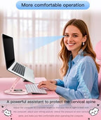 Upgraded Pink Swivel Laptop Stand - 360° Rotating Base & Foldable|Cute Cat Patterns for Healing Vibe|Fits MacBook & 13-15" Laptops|Ideal for Desk Work,Office,Travel,Home,Painting - Image 5
