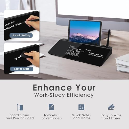 SHANTRA 16'' x 7'' Desktop Whiteboard, Desk Dry Erase Board with Organizer, Computer Pad & Keyboard Stand, Small whiteboard for Home, School, Office, Desk Accessories & Workspace Organizers （Black） - Image 2