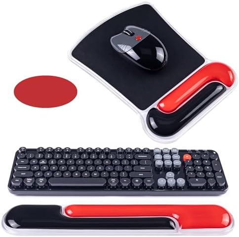 Ospelelf Mouse Pad with Wrist Rest and Ergonomic Gel Keyboard Hand Wrist, Support for Typing Gaming, Relieve Wrist Pain, Cool & Easy to Clean, for Office, Programmer, Home Computer Use, Black Red by OspelelfOfficeSupplies
