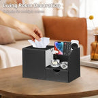 Nightstand Organizer with Tissue Holder,PU Leather Square Tissue Box Cover - Image 6