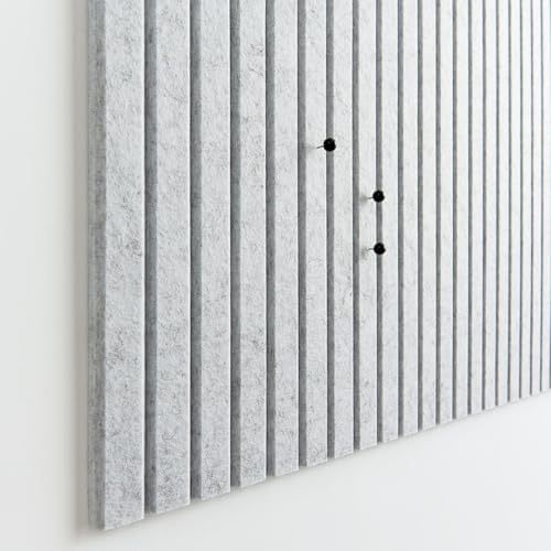 VIVELDA Large Felt Bulletin Board 48 x 36 Inch - 12-Pack Square Acoustic Wall Panels, Cork Board Alternative, NRC 0.95, Damage-Free Adhesive, Slatted Design for Home, Classroom (Marble) - Image 3