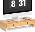 Ufine Bamboo Monitor Stand with 2 Drawers & Keyboard Storage by Ufine