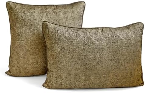 Antique Gold Luxury Lumbar Pillow Cover 12" x 16" | Contemporary Jacquard Oblong Cushion Cover Damask | Antique Gold Textured Fabric Pillowcases for Bed, Couch & Sofa, Modern Home Décor - Golden Aura - Image 6