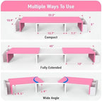 Simple Houseware Desk Dual Monitor Stand Riser with Drawer, Pink - Image 3