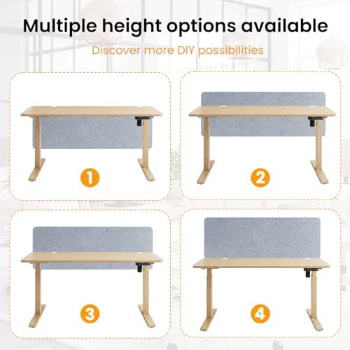 Felt Desk Divider, Clamp-On Privacy Panel, 24 x 48 Inch, Light Gray - Image 4