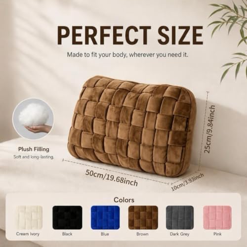 Lumbar Pillow Decorative Throw Pillow, Soft Velvet with Sponge-Filled 3D Woven Strips, Hand-Woven & High-Density Polyester Fiberfill Core, for Couch Bed Accent Chair Home Office(Brown) - Image 2