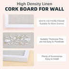 OWLKELA Linen Cork Bulletin Board, 17"x23", White Framed - Image 4
