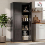 HOMCOM 71" Tall Kitchen Pantry Cabinet with 4 Adjustable Shelves Espresso - Image 2