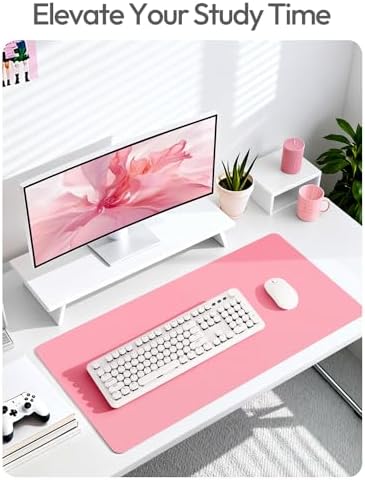 YSAGi Leather Desk Pad Protector, Office Desk Mat, Large Mouse Pad, Non-Slip PU Leather Desk Blotter, Laptop Desk Pad, Waterproof Desk Writing Pad for Office and Home (Pink,55" x 17.2") - Image 6