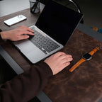 Jersey Genuine Calfskin Leather Desk Pad, Office Desk Mat with Non-Slip Bottom, Smooth Surface for Mouse & Keyboard, Desk Protector (36x19 inches) (Dark Brown) - Image 2
