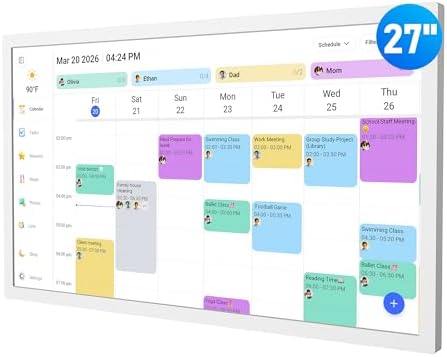 Digital Calendar – 27 Inch Electronic Wall Calendar & Chore Chart, Smart Family Organizer with Interactive Touchscreen Display, Wall Mount in Portrait or Landscape by flyEVfish