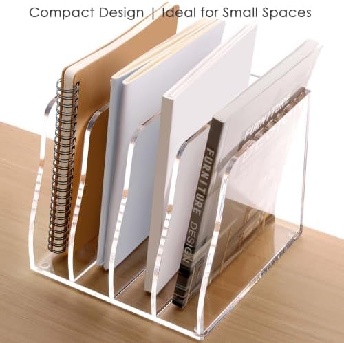 YUXUN Clear Acrylic File Organizer 4-Compartment Desktop - Image 3