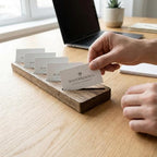 Oak Wood Multiple Business Card Holder - 5 Slot Modern Card Stand for Office Desk, Perfect Professional Card Organizer for Men and Women, Stylish and Functional Design (Dark Brown) - Image 4