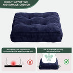 HIGOGOGO Tufted Corduroy Recliner Seat Cushion for Elderly, High Density Foam Large Square Seat Cushion for Recliner Chair, Floor Pillow, Office Chair, Car, No Pressure on Thighs, 20x20x4, Navy - Image 7