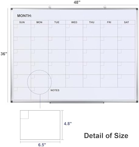Comix Magnetic Monthly Calendar Whiteboard, 48 x 36 Inches Wall Planner - Image 6