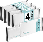 RAPTUROUS White Expandable Drawer Dividers (8" Tall, 13"-22" Long, 4 Pack - White) by Rapturous
