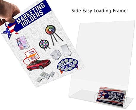 Marketing Holders 24 Pack 8.5" x 11" Sign Holder Ad Frame with Attached 3.5" x 2" Business Card Slot Clear Acrylic Slant Back Holders Gift Card Ticket Security Pass Badge Countertop Freestanding - Image 4
