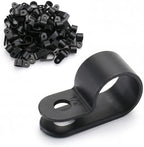 BAOMAIN 1/2-Inch R-Type Cable Clamps, 500-Pack Black Nylon Wire Management Clips, UC-3 Screw-On Cord Fasteners for Home, Office, and Industrial Use by Baomain