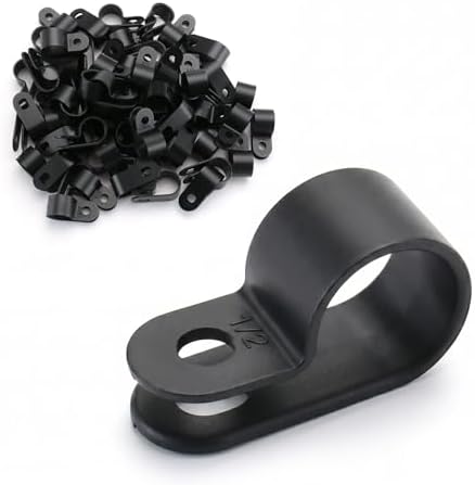 BAOMAIN 1/2-Inch R-Type Cable Clamps, 500-Pack Black Nylon Wire Management Clips, UC-3 Screw-On Cord Fasteners for Home, Office, and Industrial Use by Baomain