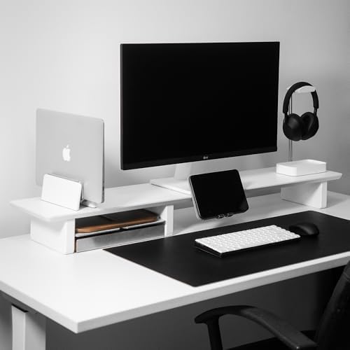 Raico Verical Laptop Stand MacBook Walnut Wood Dual Laptop Vertical Setup Holder Stand (Matte White, Single Slot | Adjustable) - Image 5