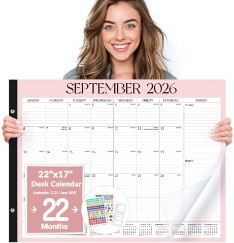 Forvencer 2027 Desk Calendar, Planner Sept 2026 - Jun 2028, 22 Month 22x17" by Forvencer
