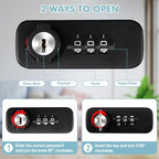 KYODOLED Fireproof Lock Box for Documents, Dual Combination and Key Lock Security with Carrying Handle, Metal Strong Safe Box to Keep Personal Items,Documents, Exterior 12.6" x 8.3" x 3.58", Black - Image 3
