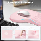 Ospelelf Ergonomic Mouse Pad and Keyboard Stand Wrist Rest Set, Memory Foam Comfort, Pain Relief for Typing, Office Desk Accessories, Pink - Image 3