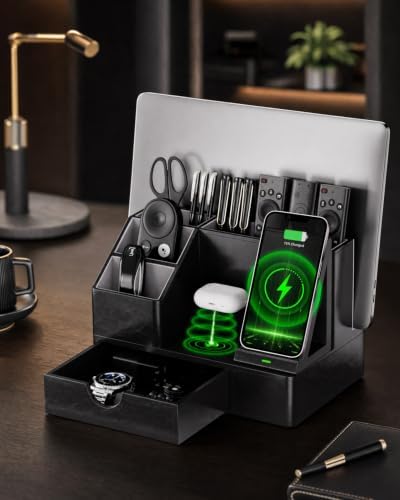 LADSTAG Charging Station Organizer,night stand organizers,Mens Gifts,Vertical Laptop Stand,Desk Accessories & workspace Organizers for Office/Livingroom/Bedroom,Gifts for Men. - Image 7