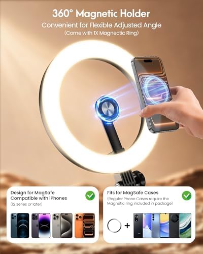 Upgrade 10.5" Ring Light for Desk with Magnetic Phone Holder for Computer - Image 2