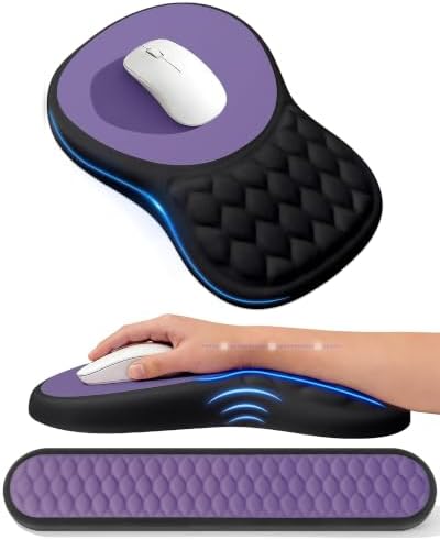 Ergonomic Mouse Pad and Keyboard Wrist Rest Set (Black&Purple) by PVIPCZ