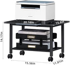 Lerliuo Under Desk Printer Stand, 2-Tier Industrial Mobile Printer Table with Storage Shelf and Steel Frame, Rolling Printer Cart Holder with Lockable Wheels for Home, Office (Black) - Image 3