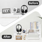 MASAKA B&W - Kawaii Storage Desktop Organizer for Your Desk Space, Double H Plants Display Shelf, Home Office Storage Rack Adjustable Stackable for Office, Dormitory (White*09) - Image 5