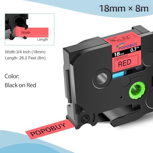 TZ TZe 18mm 0.7 inch Laminated Red Tape Compatible for Ptouch TZ441 TZ-441 TZe-441 TZe441 Label Tape for PTP700 PTD600 PTP750W PTH500LI Label Maker, 5 Pack Black on Red - Image 2