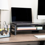 Mind Reader 2-Tier MDF Double Monitor Stand, Dual Screen Riser with Storage Shelf, 33.75 Inch Wide, 88 lb Capacity, Black - Image 7
