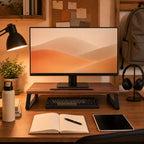 Monitor Stand Riser for Desk, Wood Look, Metal Legs - Image 3