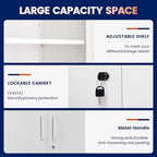 Yizosh Metal Storage Locking Cabinet with 4 Doors and 2 Adjustable Shelves,71" Lockable Garage Tall Steel Cabinet,for Home Office,Living Room,Pantry,Gym,Commercial Storage (White) - Image 5