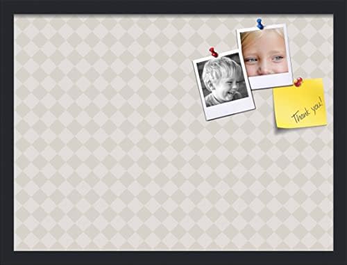 PinPix 23x17 inch Cork Bulletin Board. This Decorative Framed Pin Board Comes with Diamond Pattern in Shades of Grey Design and Satin Black. Ideal for Home, Office Decor or School (PinPix-373) by PinPixBulletinBoards