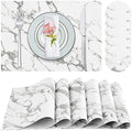 Faux Leather Placemats Set of 6,Heat Resistant Placemats for Dining Table, Easy Clean Non-Slip Place Mats, Waterproof Stain Resistant Wipeable Washable PU Table Mats, (Marble) by JUCCWARM
