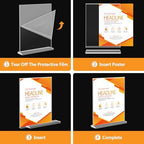 Enayplon Acrylic Sign Holder 8.5 x 11, Double Sided Sign Holder Stand, Plastic 10 Pack Table Paper Stand, Vertical Menu Flyer Stand, T Shape Table Flyer Holder - Image 5