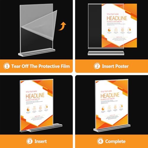 Enayplon Acrylic Sign Holder 8.5 x 11, Double Sided Sign Holder Stand, Plastic 12 Pack Table Paper Stand, Vertical Menu Flyer Stand, T Shape Table Flyer Holder - Image 5