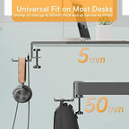 Headphone Stand Headphone Hook, Headphones Stand Under Table Foldable Aluminum Headset Holder Clamp Hanger Mount, Built in Cable Clip Organizer for PC Gaming, Office - Image 3